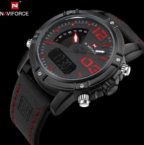 NAVIFORCE Orologio al quarzo da uomo Orologio da polso sportivo digitale a LED 