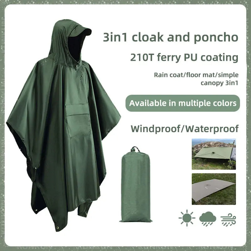 PONCHO impermeabile 3 IN 1 RIPSTOP