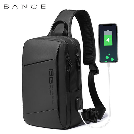 BANGE New Fashion All-Match Outdoor Sports Technology USB Casual Shoulder Men's Business Chest Bag