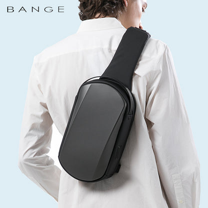 BANGE New Men's Chest Bag Waterproof EVA Hard Shell Shoulder Bag Trend Diagonal Small Bag Chest Bag