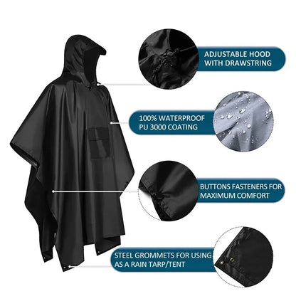 PONCHO impermeabile 3 IN 1 RIPSTOP