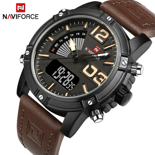 NAVIFORCE Orologio al quarzo da uomo Orologio da polso sportivo digitale a LED 